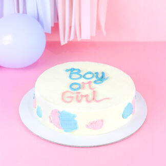 Flat Fresh Cream Gender Reveal Cake